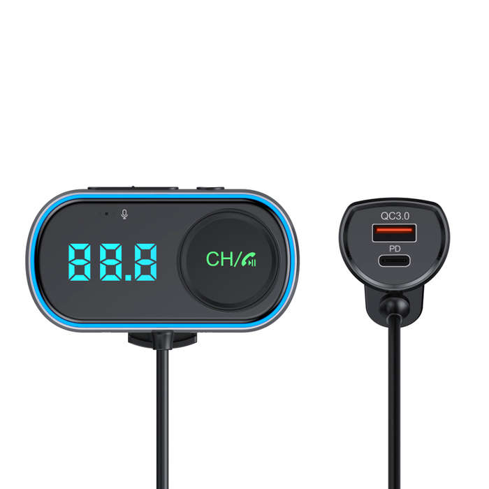T78 Air Outlet Car bluetooth V5.0 FM Transmitter 30W PD + QC3.0 Fast Charger Hi-fi Music Player Hand