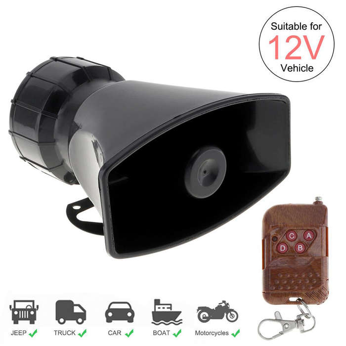 24V - 100W 7 Sound 12V 24V Car Police Vehicle Number Plate with Remote Control Warning Siren Horn fo