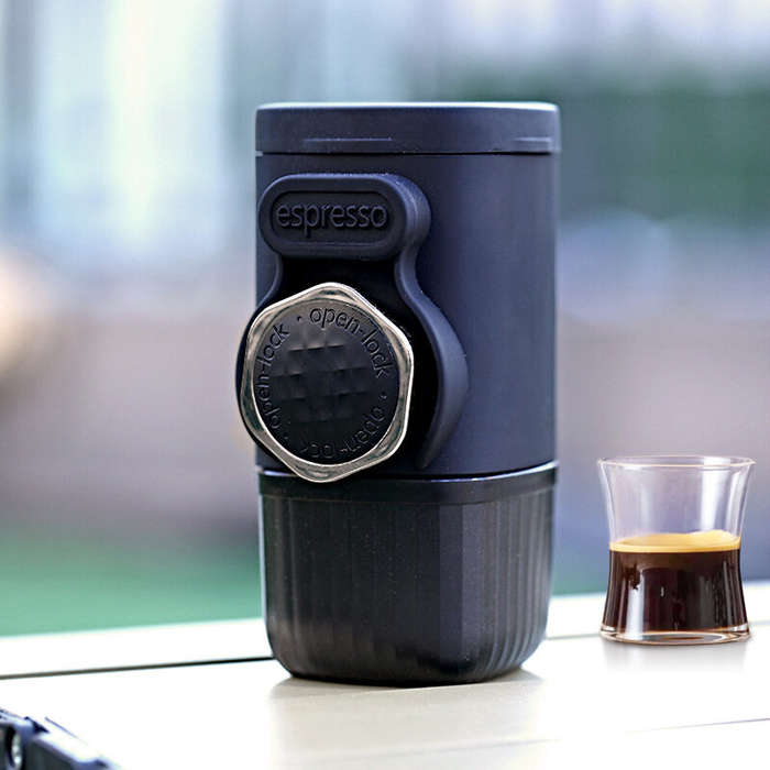 Black - Portable Mini Manual Espresso Coffee Maker Powder & Capsules 2 in 1 Coffee Extractor With 10