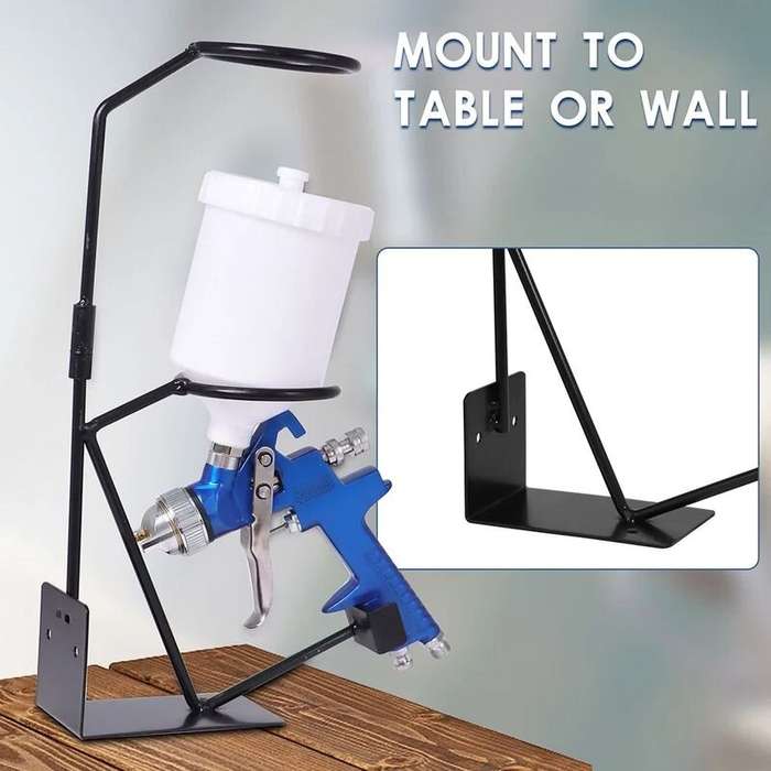 Black - Adjustable Steel Spray Gun Stand Lightweight Black Paint Filter Rack Stable Base for Worksho