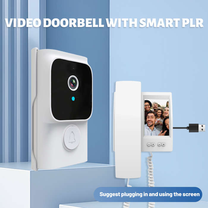 Black - Y8-KP1 Wireless Video Doorbell 720p HD Camera Battery Powered Night Vision Two-Way Audio Int