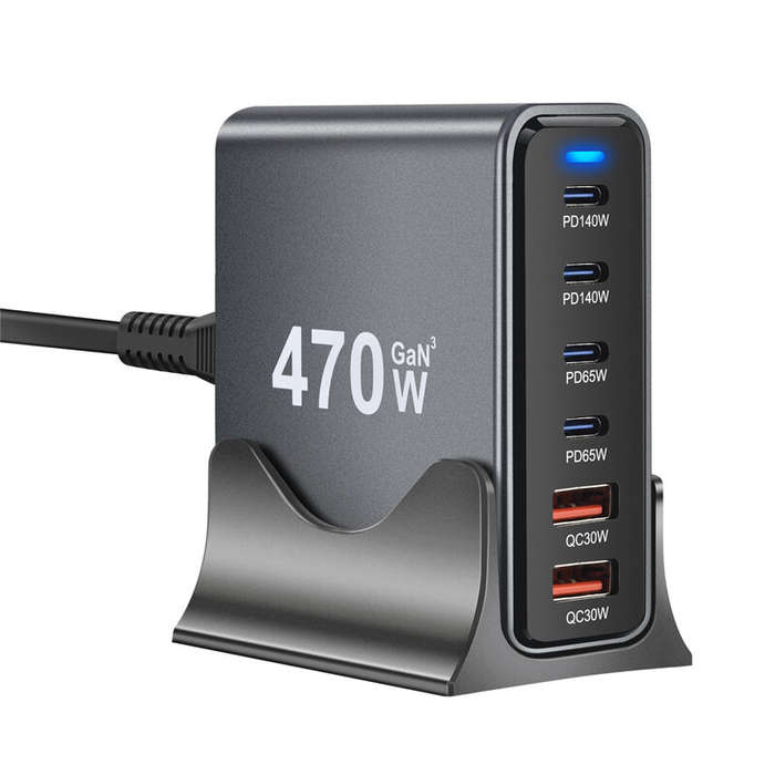 EU Plug - [GaN Tech] Bakeey YMX-470W 470W 6-Port USB PD Charger 2USB-A+4USB-C PD QC Fast Charging De