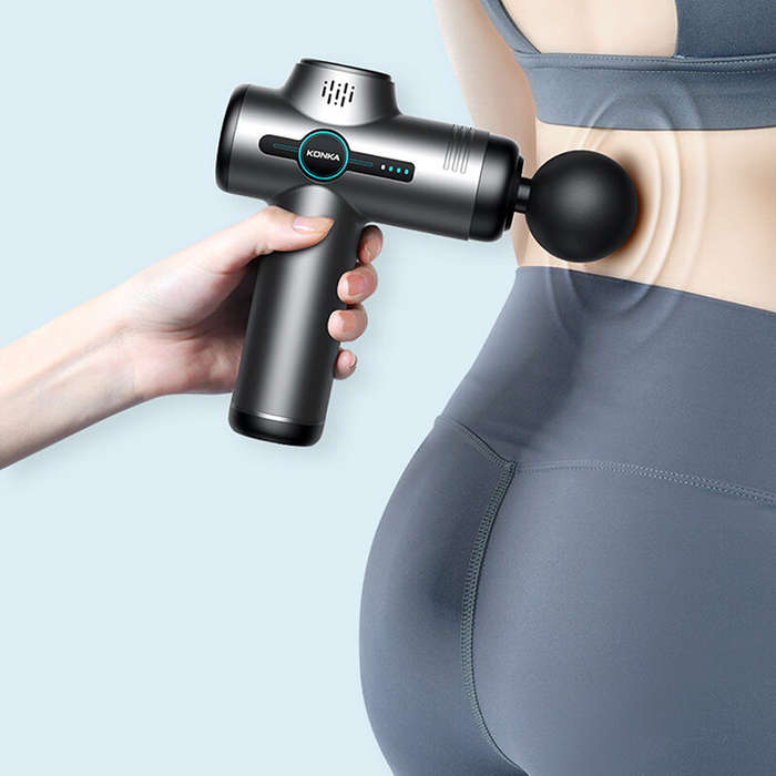 Dark Grey - KONKA V1 Massage Gun 6 Speeds Adjustable Gear 6 Massage Heads 3200 rpm Fascia Gun Muscle