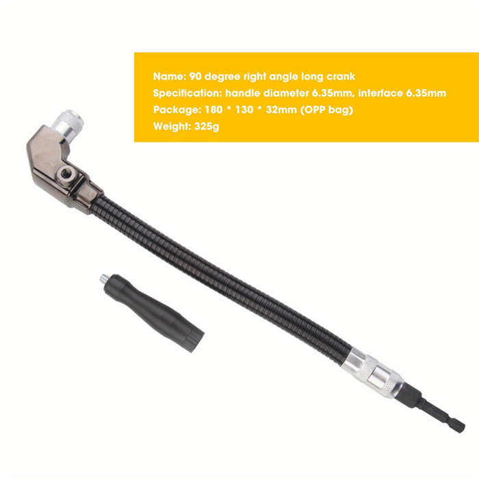 Black - Right Angle Flex Shaft Drill Extension Attachment 90 Degree Adjustable Flexible Bits Screwdr