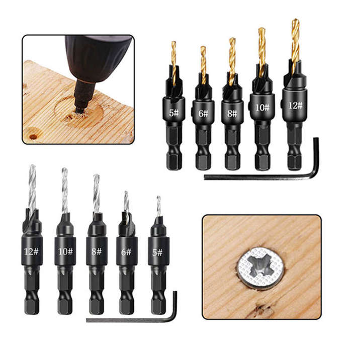 A - 14pcs Wood Plug Cutter Drill Cutting Tool Drill Bit Set Straight And Tapered Taper Woodworking C