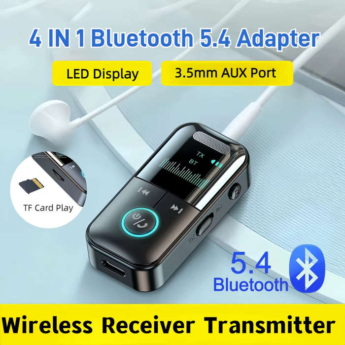 Black - Bluetooth Audio Receiver/Transmitter Wireless Audio For Car Music Headphone Speaker PC TV 20