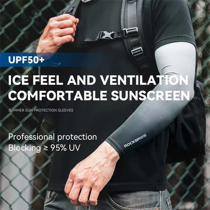 Blue - ROCKBROS UPF50+ UV Protection Ice Silk Arm Sleeves Quick-drying Breathable Cool Touch High El