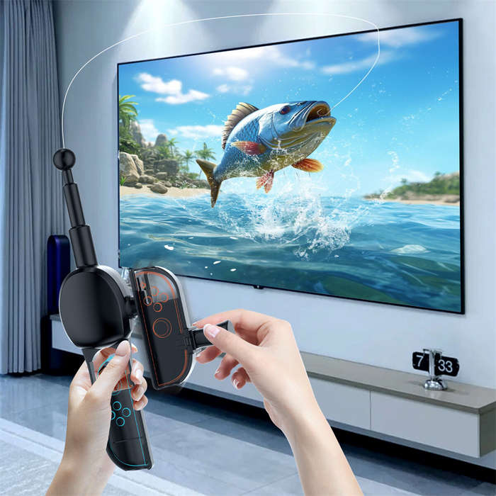 Black - JYS JYS-NS2285 Switch2 Fishing Rod Joy-Con Compatible Rotary Wheel Realistic Fishing ZR Quic