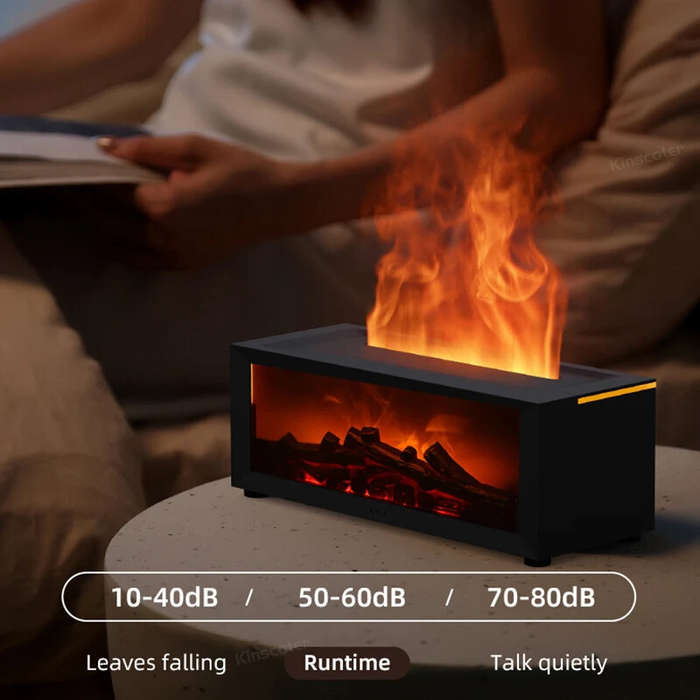 Black - Kinscoter Fireplace Air Humidifier Waterless 150ml Water Tank Auto-Off Aroma Essential Oil D