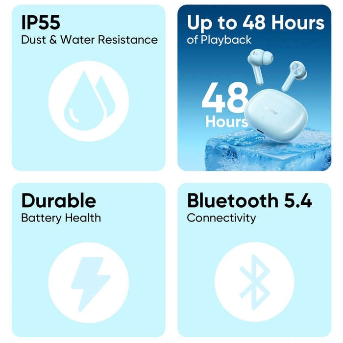 Black - Realme Buds T200x TWS Earbuds bluetooth 5.4 Earphone 12.4mm Dynamic Bass Drivers 25dB Active