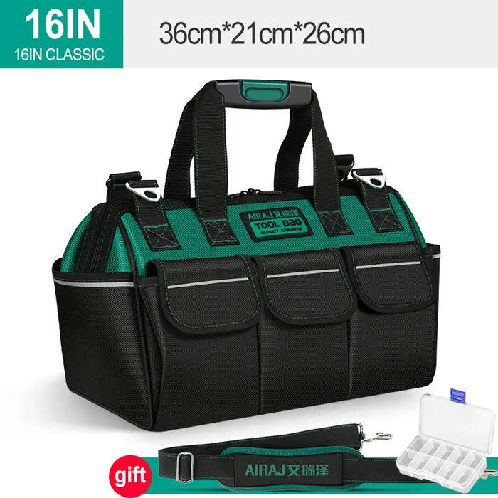 16 Inch Oxford Canvas Waterproof Tool Bag Wear-Resistant Multifunctional Storage Bag Large Capacity