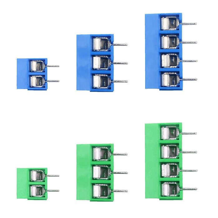 Blue - 50PCS PCB Terminal Block Connector Pitch 5.0mm Straight Pin KF301 2P 3P 4P Screw PCB Terminal