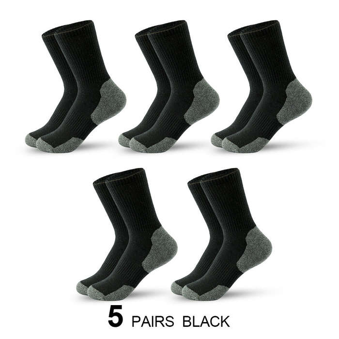Black - 5 Pairs Men's Mid-calf Socks Sweat Anti-odor Sports Socks for Spring Autumn Winter Outdoor R