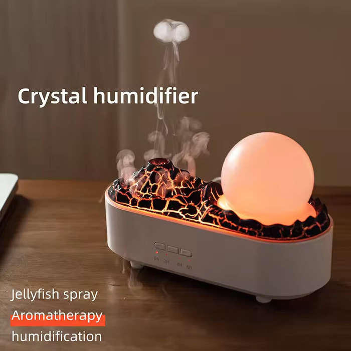 White - Volcano Humidifier Household Large Fog Desktop Creative Ornaments Bedroom Night Light Home A