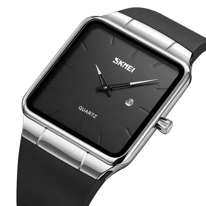 Black - SKMEI Fashion Square Men Watch Simple Quartz Watch Waterproof Electronic Watch Casual Sport