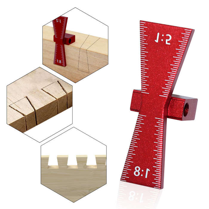 #C - 1:5/1:8 Aluminum Alloy Dovetail Joint Hinge Gauge Marking Template Woodworking Tool High Streng