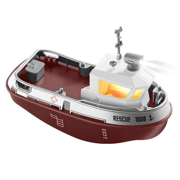 One Battery - S820 1/32 2.4G Mini RC Boat LED Light Dual Motor Waterproof Remote Control Rescue 1008