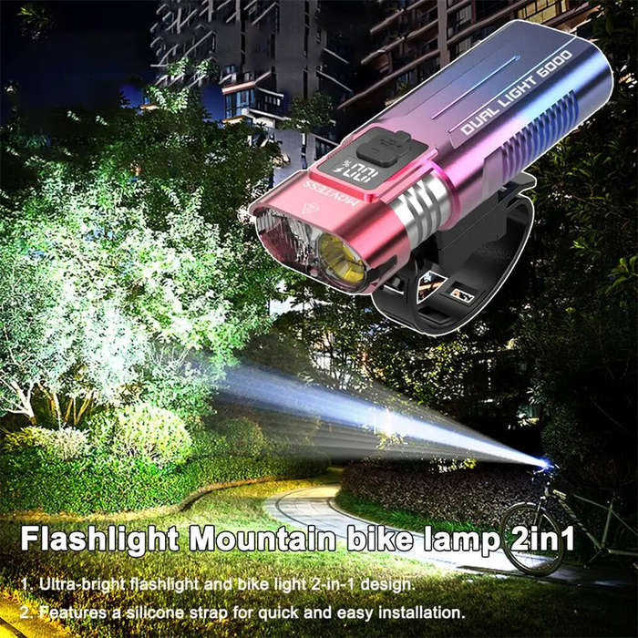 Gray - BIKIGHT SM220 800LM Dual-core LED Bicycle Headlight Battery Level Digital Display USB Chargin