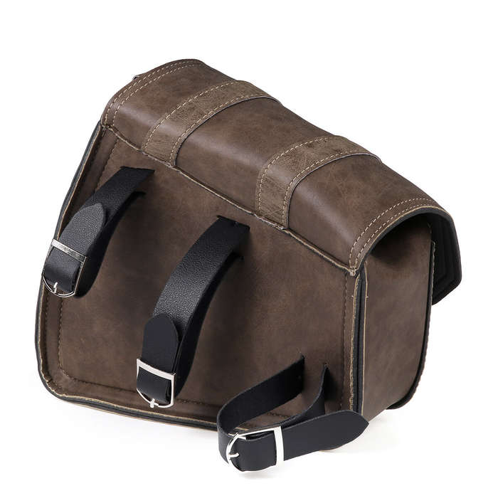 Right - Left / Right Side Universal Saddlebag Storage Tool Bag W/ Bottle Holder PU Leather Waterproo
