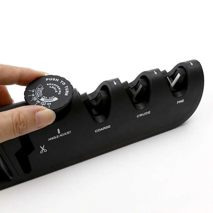 Black - Multifunctional 4-Stage Knife Sharpeners with Adjustable Angle Knob - Premium Quality Handhe