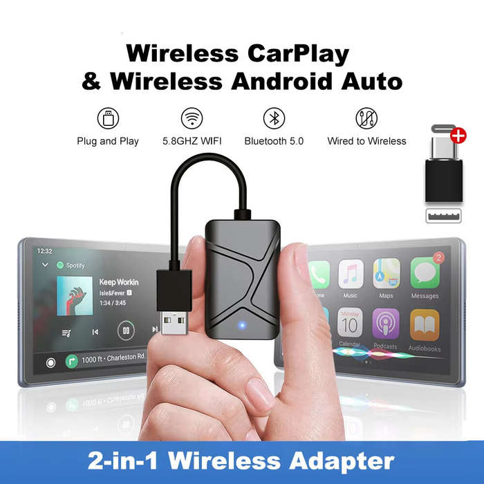 Black - 2 in1 CarPlay Wireless Adapter Mini Box CarPlay Android Auto Dongle For Benz for Audi for Ma