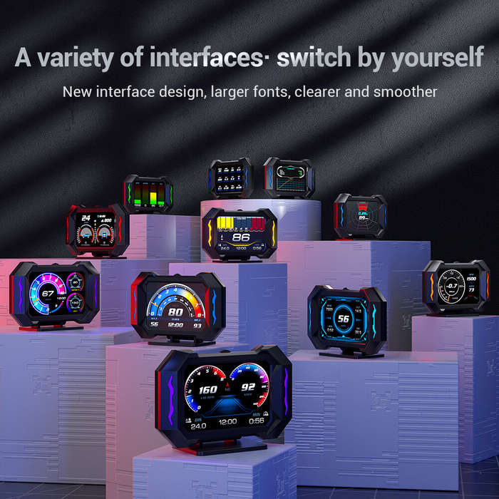 Black - P25 Car HUD Head-up Display LCD OBD Multifunctional Incline Meter Displaying Car Speed Water