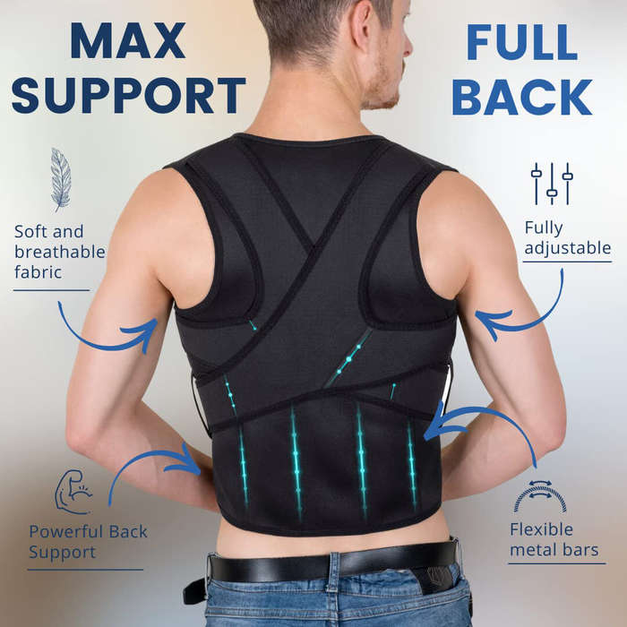 2XL - KALOAD Adjustable Back Support Belt Back Posture Corrector Shoulder Lumbar Spine Support Back