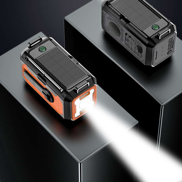 Black - H17 Multifunctional Emergency Radio 12000mAh Solar Crank AM FM NOAA Weather Alert Power Bank