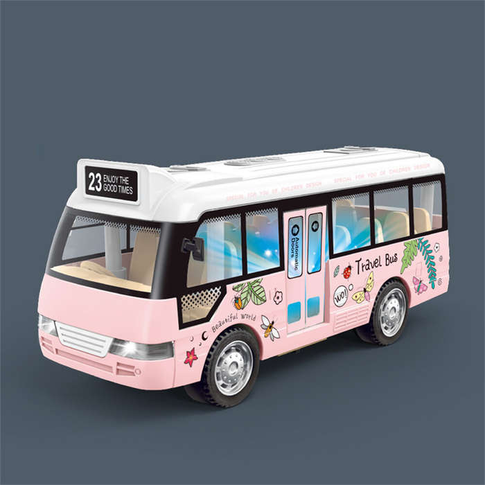 Blue - Children's Inertia Toy Car Route 23 City Bus School Bus Model with Sound Light Music Openable