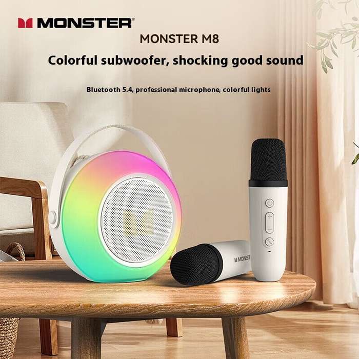 Purple - Monster M8 bluetooth 5.4 Speaker Portable Speaker with Dual Microphone RGB Colorful Light 5
