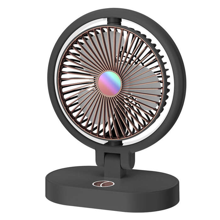 White + Blue - Folding Small Fan Portable Home Mute USB Desktop Charging Three Level Atmosphere Nigh