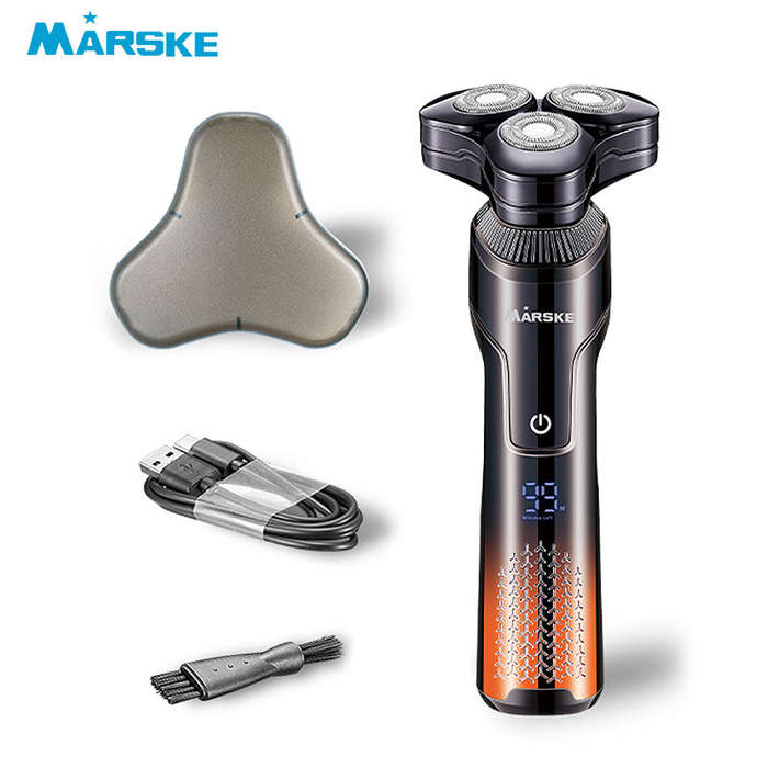 #01 - MARSKE Electric Shaver With LCD Digital Display Magnetic 3-Blade Head IPX7 Full Body Washable