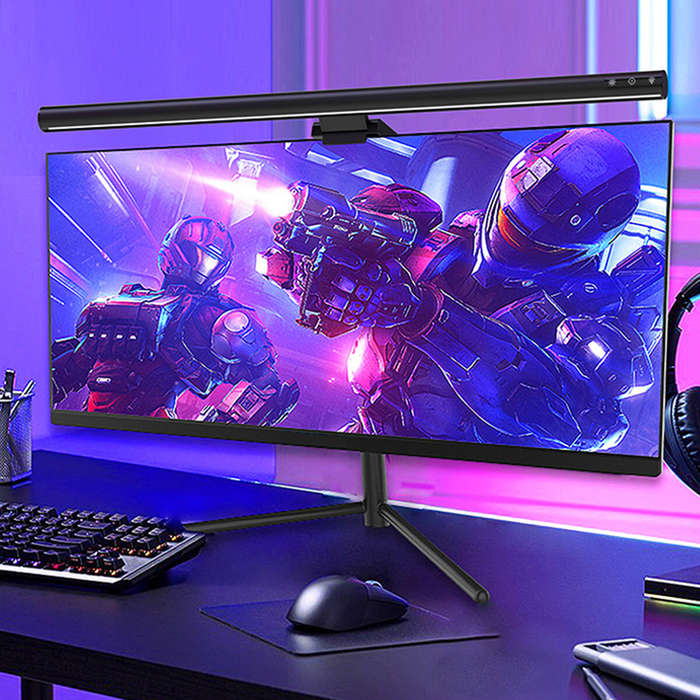 Black - TB-300SFBT Gaming Monitor Lamp with Music LED RGB Ambient Light 5W Adjustable Brightness Col