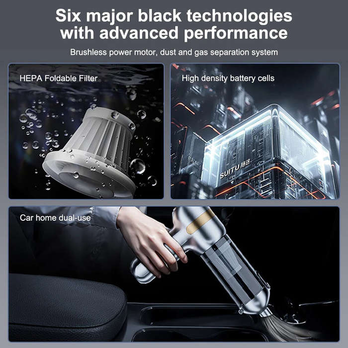 Black - SUITU ST-6665Pro Brushless Wireless Car Vacuum Cleaner Powerful Suction Wet & Dry Handheld C