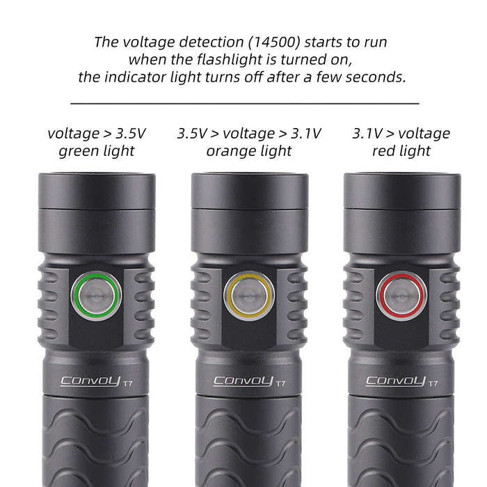 5000K - Convoy T7 TIR Lens Strong Floodlight Tactical Flashlight AA 14500 Battery 4Modes EDC Portabl