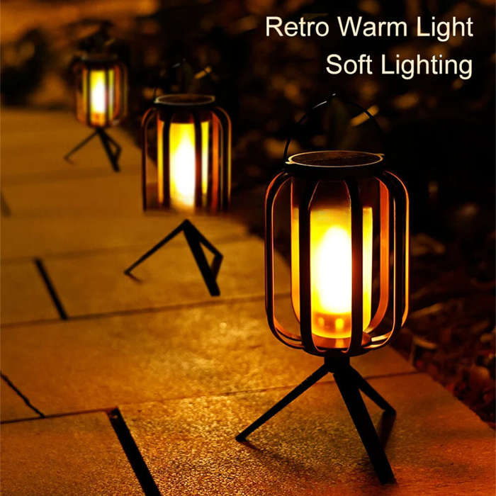 Black - IPRee Solar Camping Light Outdoor Hanging Lamp Tripod Ambient Light 2Power Supply 4Light Mod