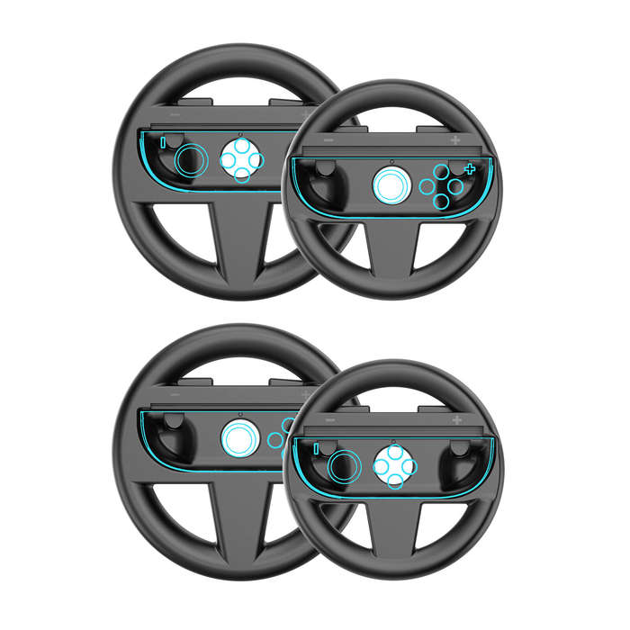 Black - JYS JYS-NS2308 4-Pack Switch2 Mario Karts Racing Steering Wheel 2 Large 2 Small Joy-Con Whee