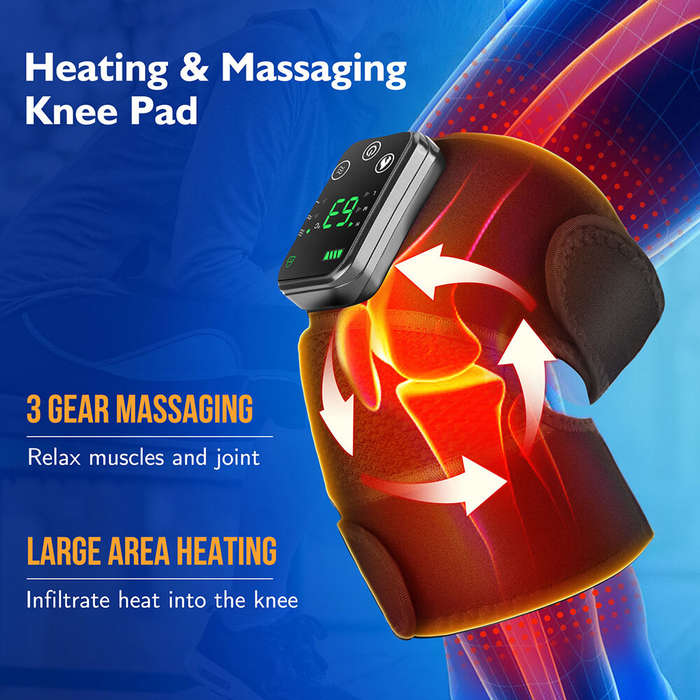 Black - 3 IN 1 Vibration Button Controller Heating Vibration Knee Pad Shoulder Pad Elbow Pad Intelli