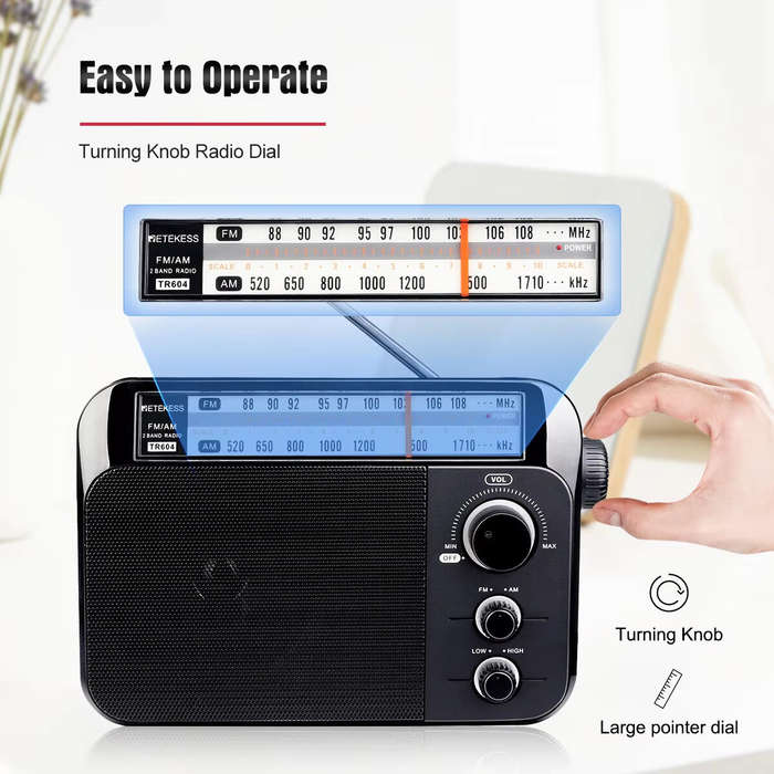 US Plug - Retekess TR604 Radio FM AM Portable Radios AM FM on the battery Speakers Rechargeable Radi