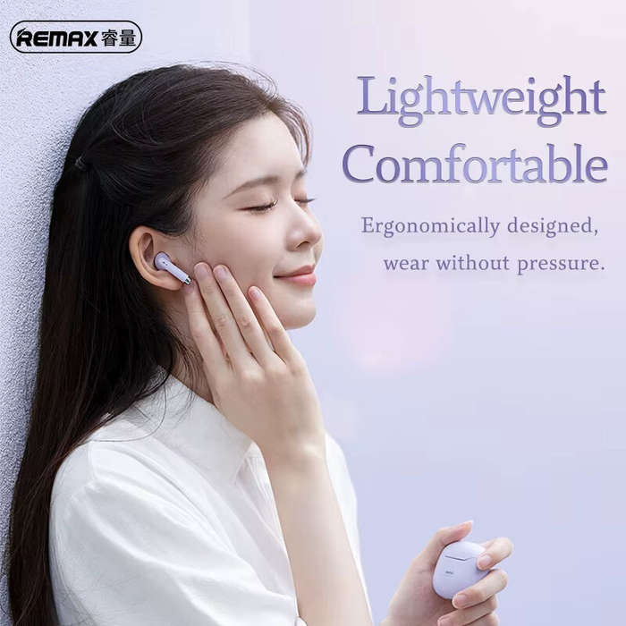 White - REMAXTWS-19 TWS Earbuds bluetooth Earphone 13mm Copper Coils Bass 25H Playback Low Game Dela