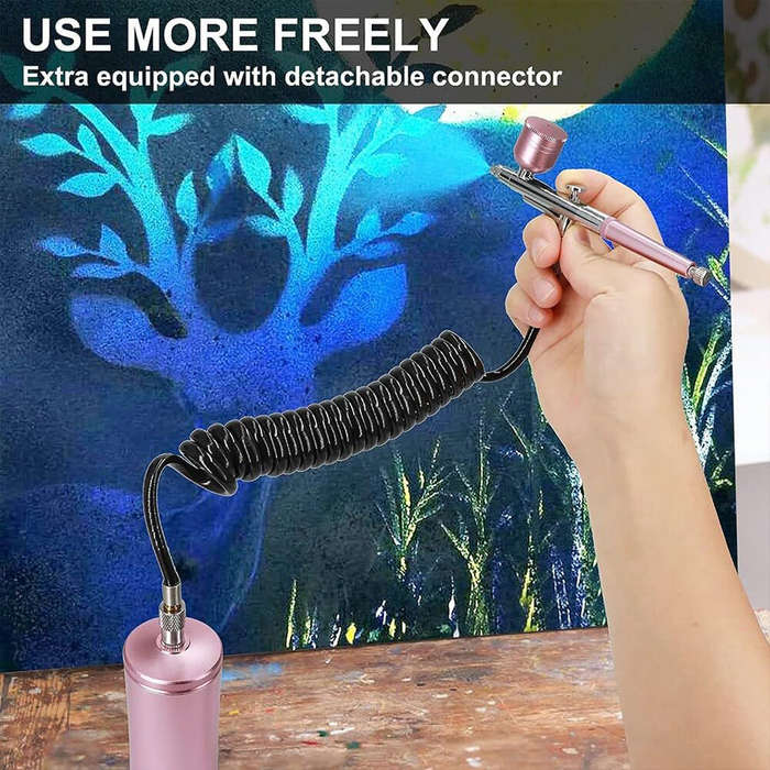 Pink - Yarboly Handheld Airbrush Kit Dual Action Portable 0.4mm Nozzle High Pressure 20-27psi for Ta