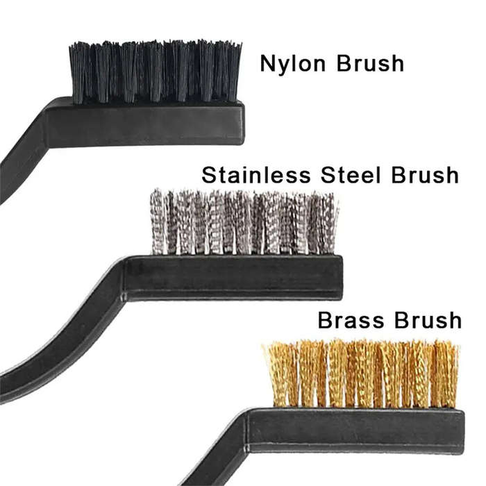 15PCS Wire Brush Set Stainless Steel Brass & Nylon Curved Handle Brushes for Cleaning Welding Slag &