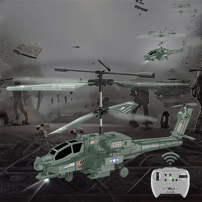 Green - 922 2.5 Channel Apache Remote Control Combat Helicopter With Gyroscope Remote Control Electr