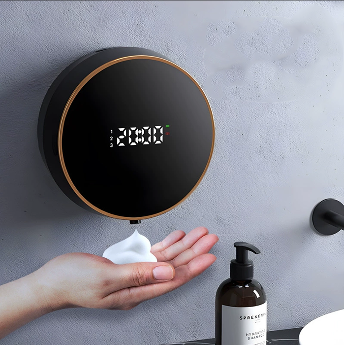 Black - Contactless Automatic Foam Soap Dispenser Time Display USB Charging Automatic Sensing Liquid
