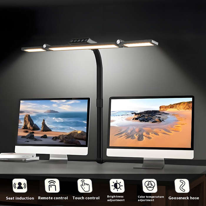 EU Plug - 24W LED Foldable Desk Lamp Adjustable Brightness & Color Temperature With Flexible Goosene
