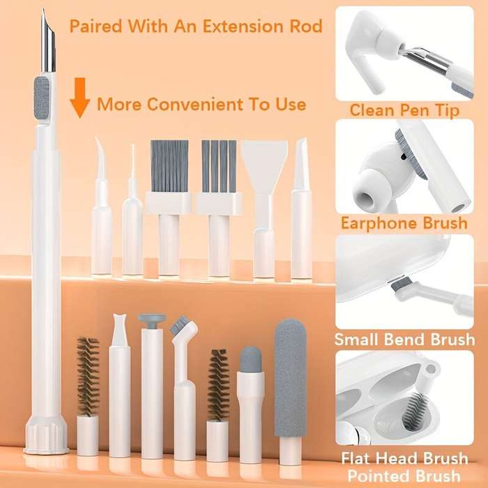 White - 32 In 1 Cleaning Brush Set Multi-function Keyboard Earplugs PC Laptop Phone Headset Camera C