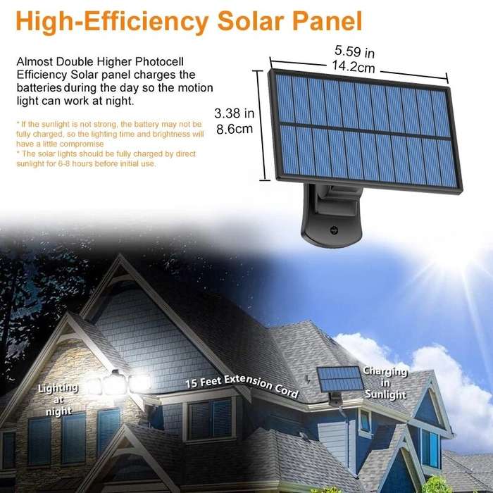 Separation-171 COB - Elfeland 108/122/138/171 LED Solar Lights 3 Head Motion Sensor 270 Wide Angle I