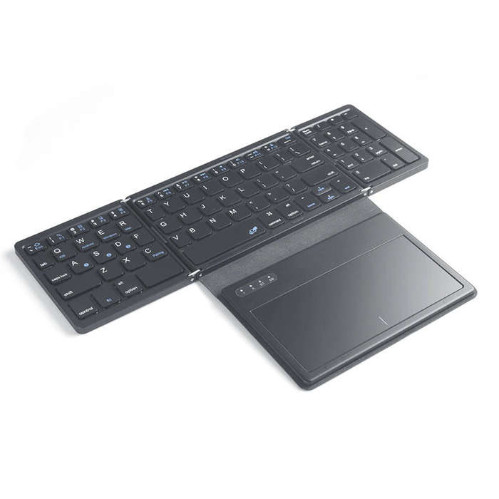 Black - B055 Foladable Bluetooth Keyboard with Touchpad Pocket Folding Keyboard for Laptop Phone Tab