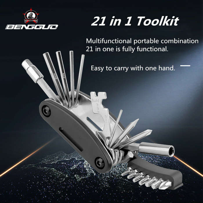 BENGGUO 21 in 1 Bicycle Repair Tool Kit Foldable Hex Wrench for MTB Mountain Road Bike Screwdriver M