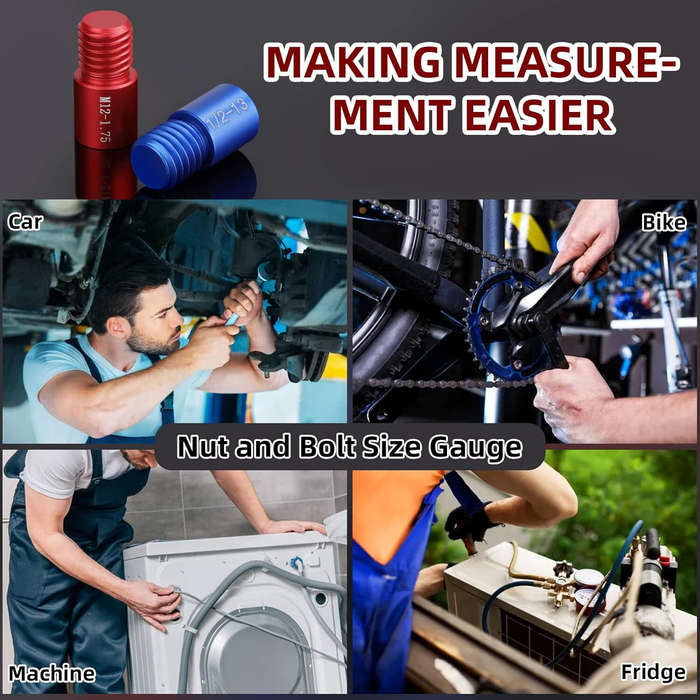 26PCS Nut and Bolt Thread Checker Nut and Bolt Size Gauge 14 Inch and 12 Metric New Individually Ass